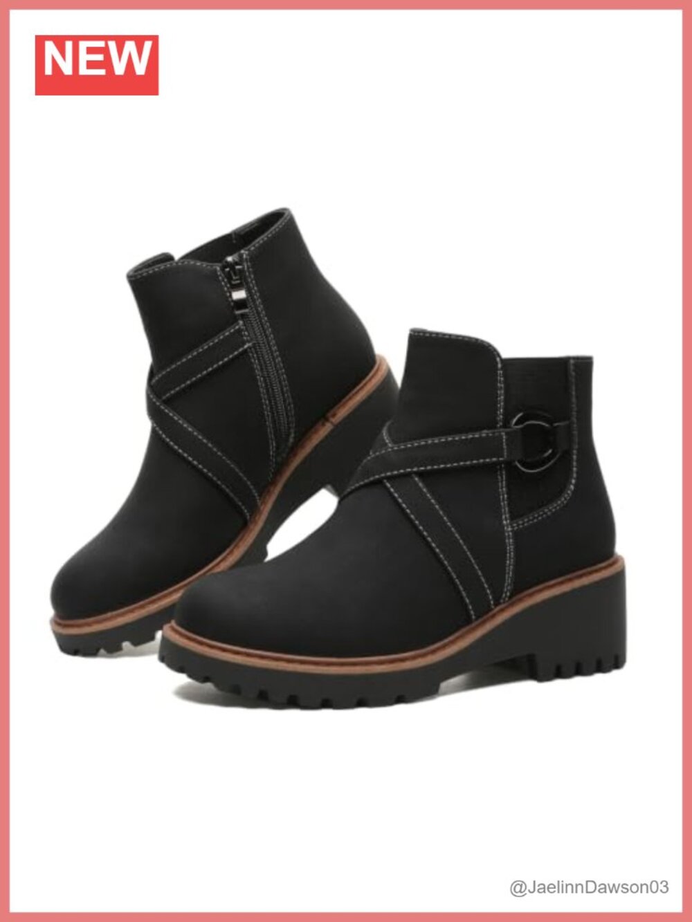 Chelsea Ankle Boots Chunky Low Heel Platform Booties Side Zip